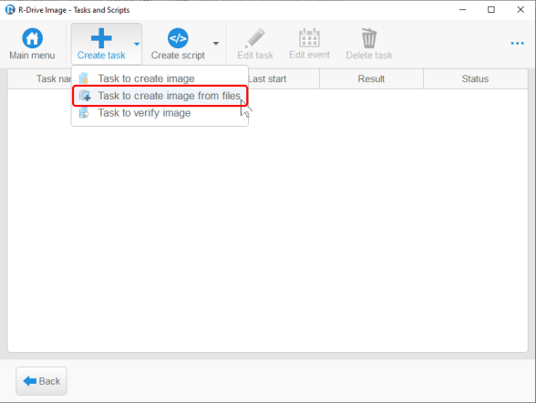Task to create image from files