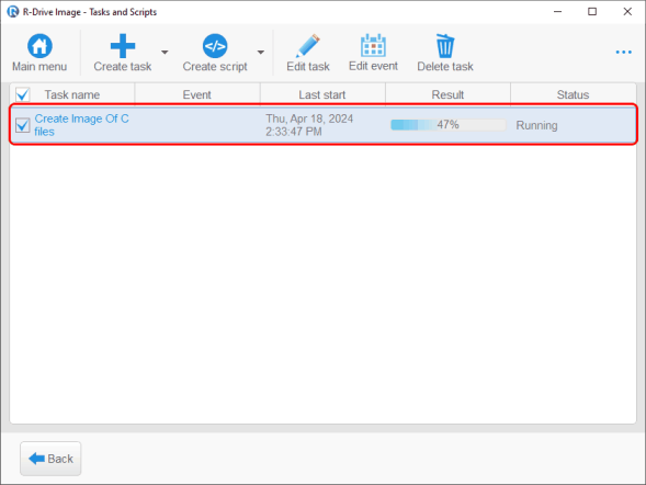 Task execution progress