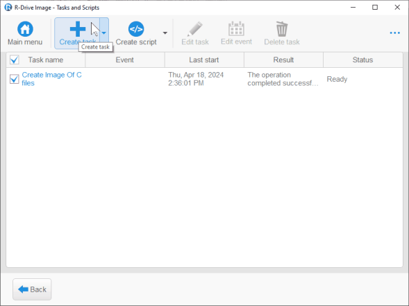 Creating another backup task