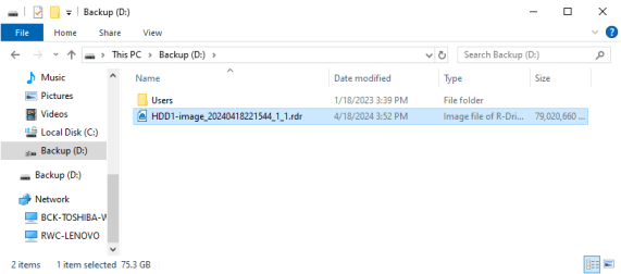 Files on the disk