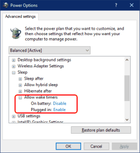 Advanced Power options