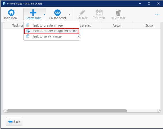 Task to create an image from files