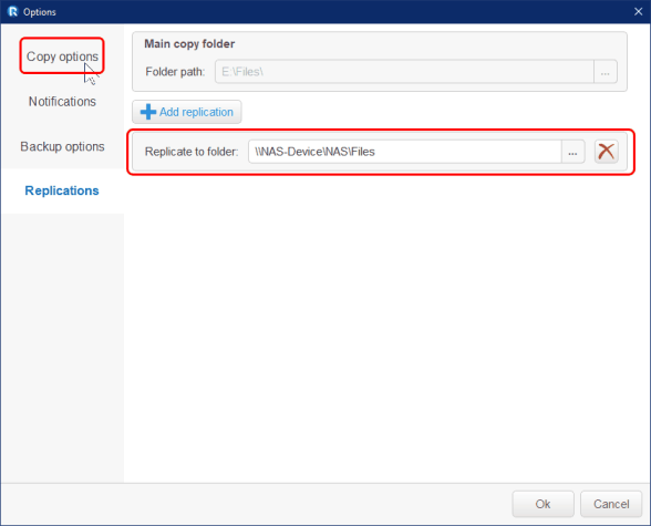 Replications tab