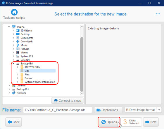 Main image file location