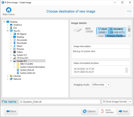 Imaging Mode panel