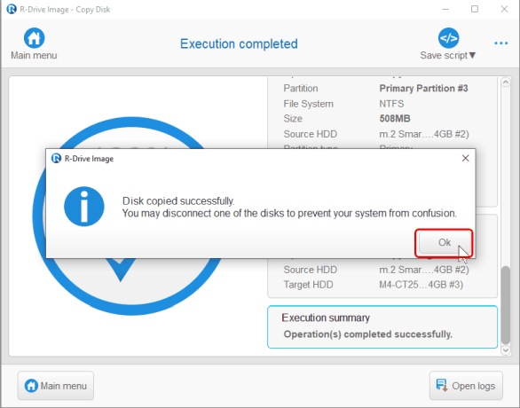 Cloning and Mass System Deployment: Disk copied