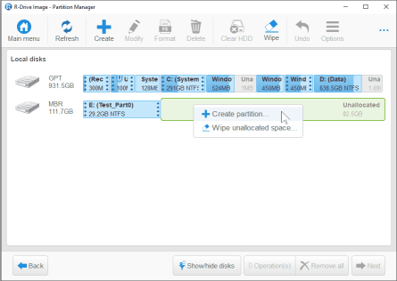 Creating a new partition