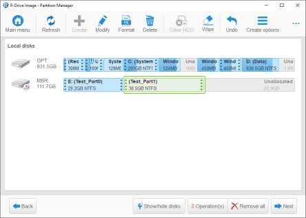 New partition in the disk configuration