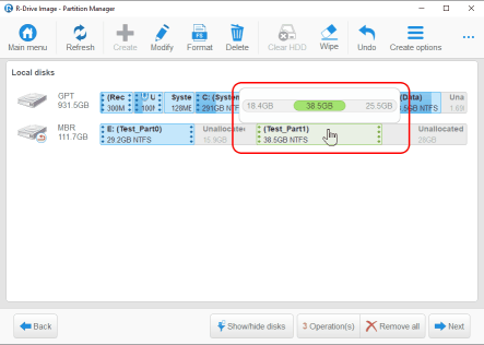 Moving the new partition to the rightmost place