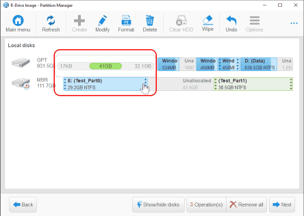 Extensión de la Partición Test_Part0