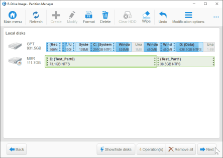 Configuración final de la partición