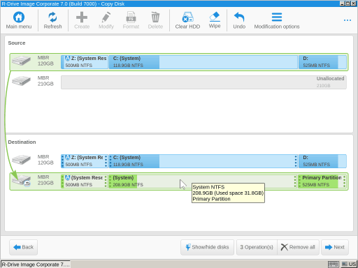 The final partition configuration