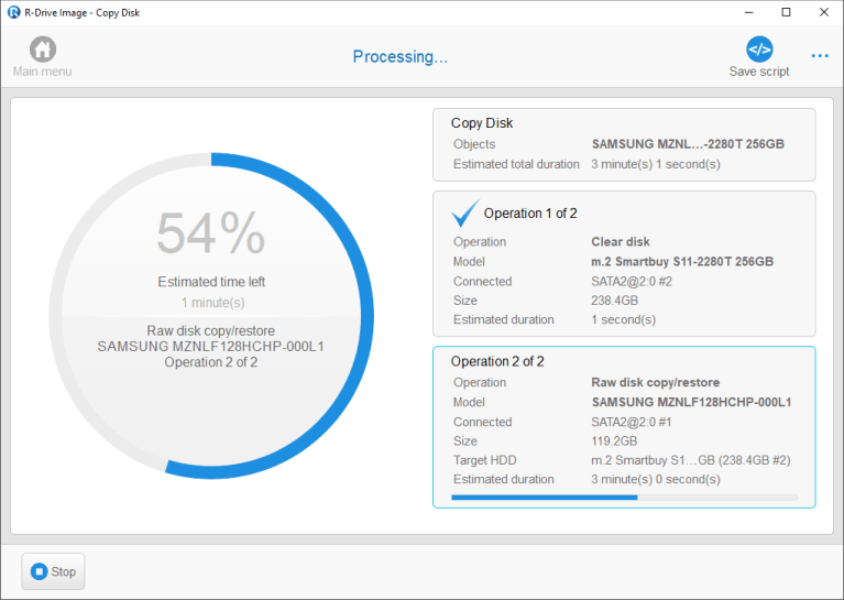 Data copying progress - Copy Disk