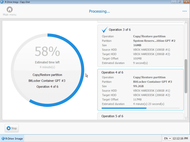 Data copying progress - Copy Disk (Startup version)