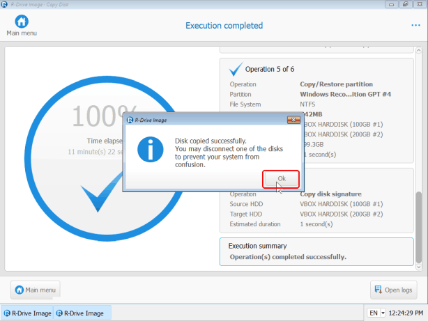 Disk copied successfully message - Copy Disk