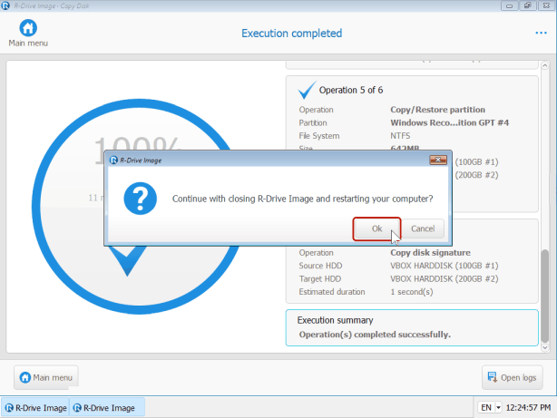 Execution completed message - Copy Disk (Startup version)