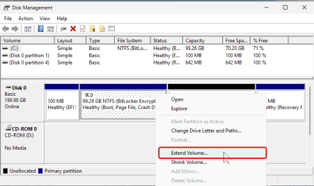 Extending the Windows partition (Startup version)