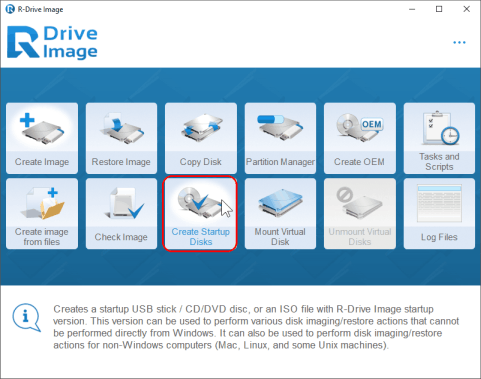 R-Drive Image: Main panel