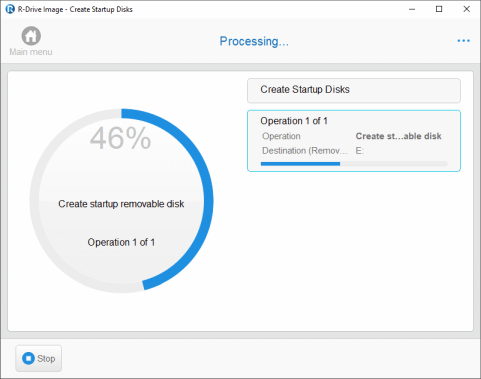 Progress of the startup device creation