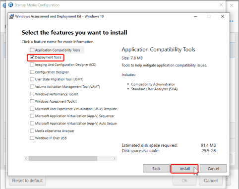Installing Windows PE components