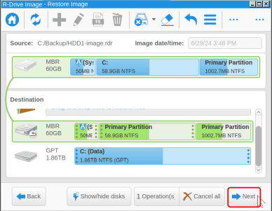 Linux-based variant: Image restore