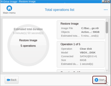 Linux-based variant: Image restore
