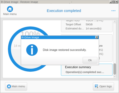 Linux-based variant: Image restoring finished