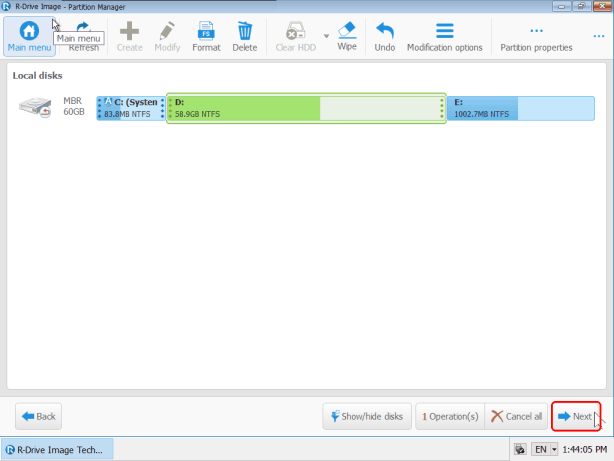 Windows PE-based variant: the new disk layout