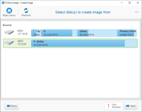 Disk imaging in a virtual machine