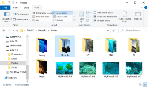 Files on the connected virtual disk