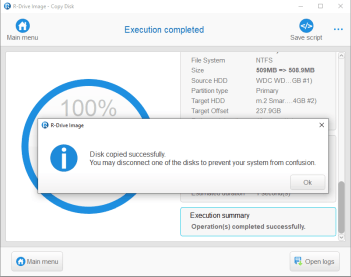 Disk copied successfully message