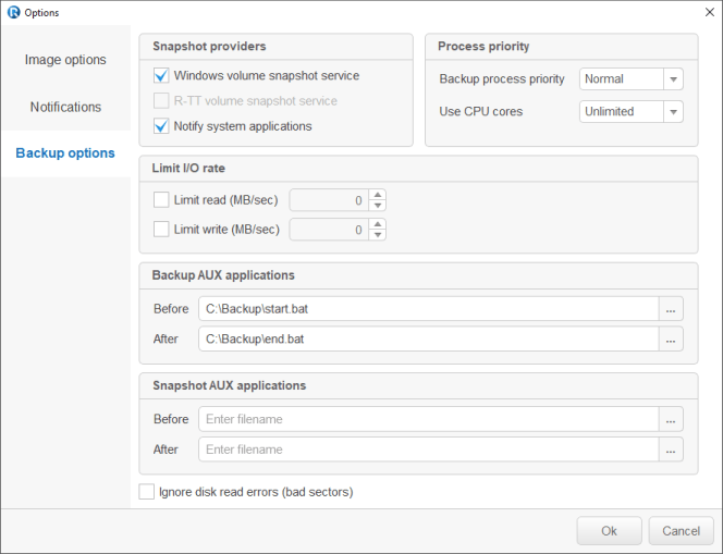 Backup Software: Backup options