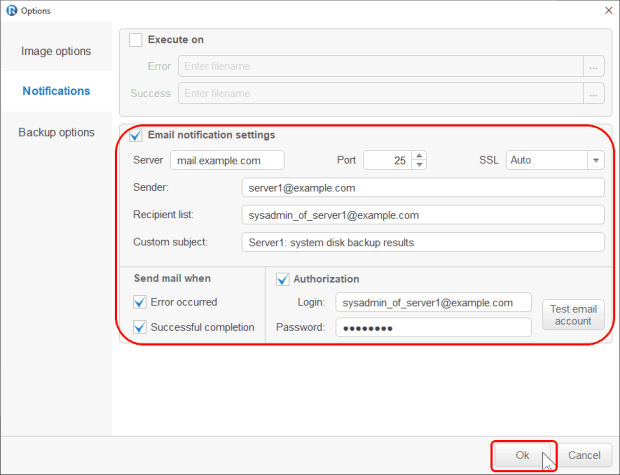 System disk full backup - Notifications Panel