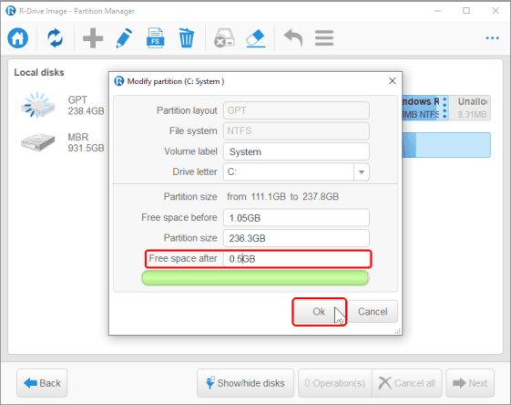Shrinking the system partition