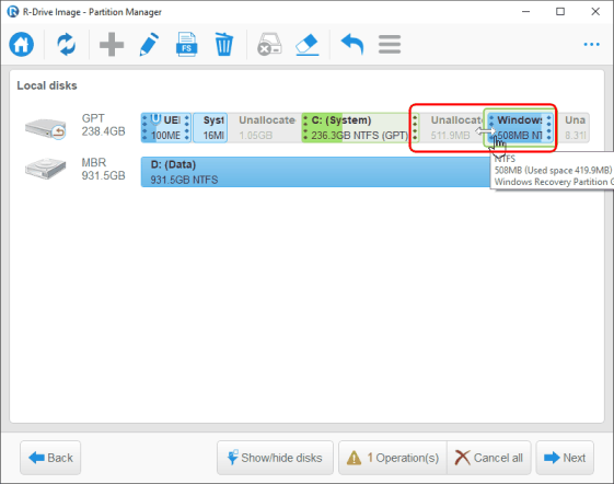 Extending the recovery partition