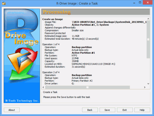 Weekly system disk differential backup - Processing Panel