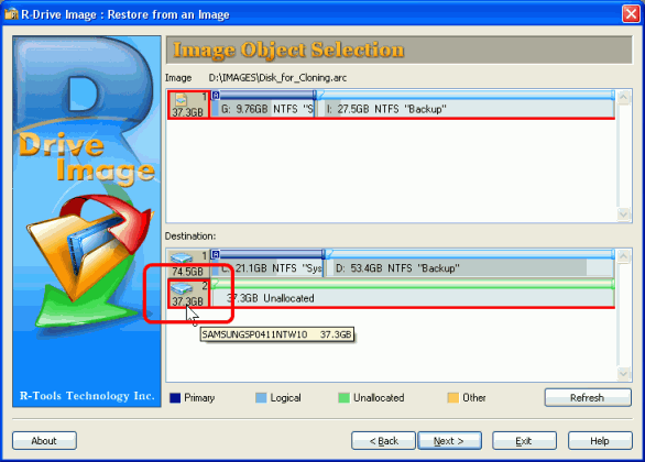 Clonación de disco e implementación masiva del sistema: Panel Selección de un objeto de imagen
