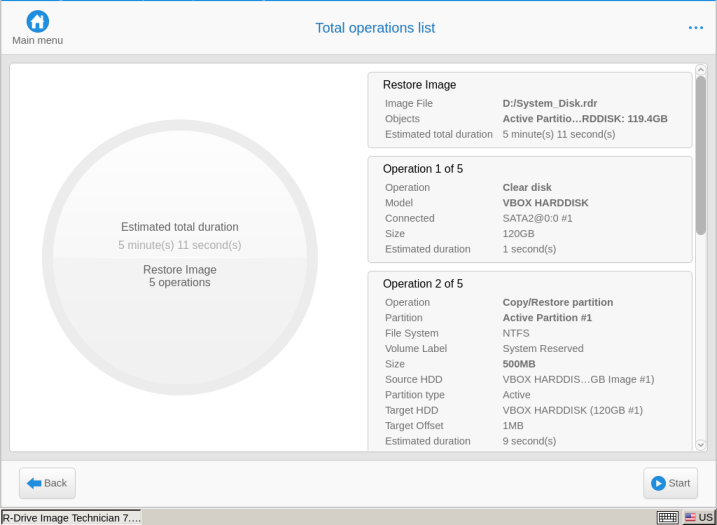 Панель Total operation list