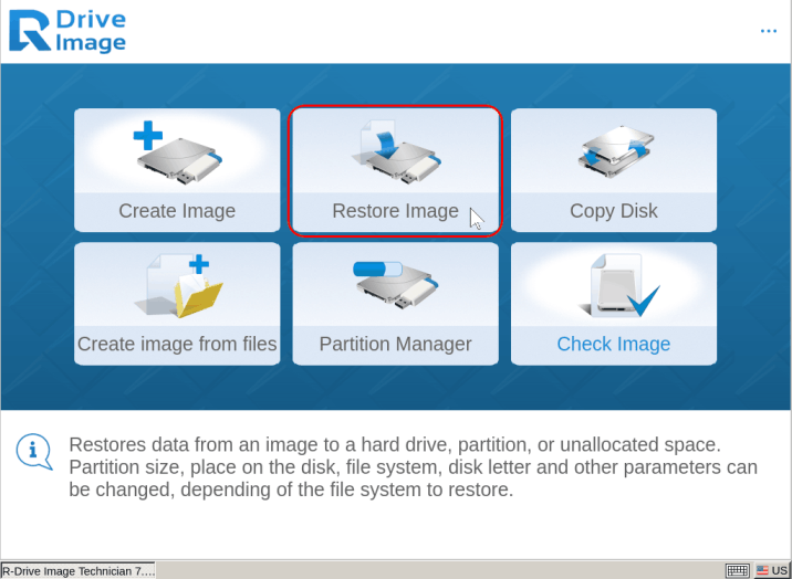 Выбор Restore from an Image