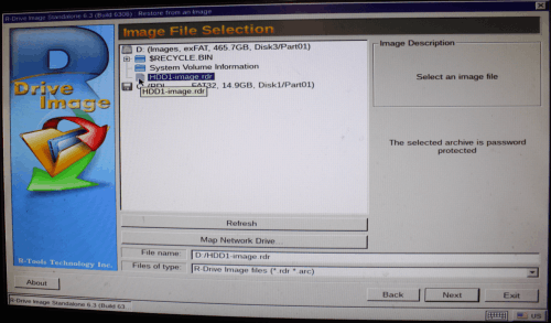 Панель Image File Selection (Выбор файла с образом)