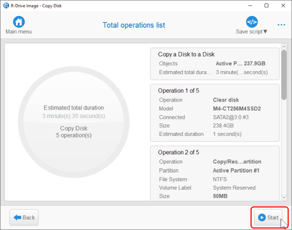 Панель Total operation list