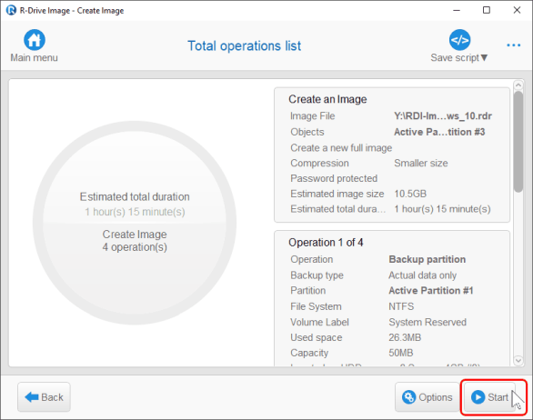 Панель Total operations list