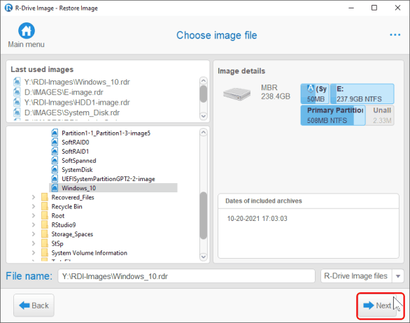 Панель Choose image file