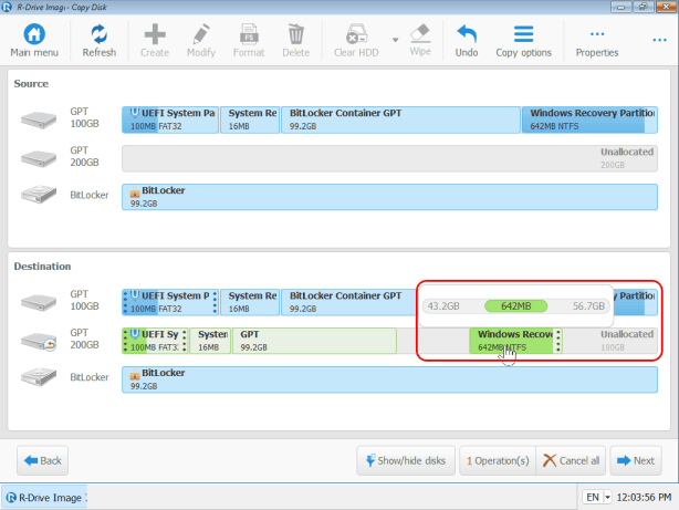 Перетаскивание раздел восстановления Windows (Загрузочный диск)