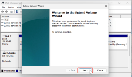 Extend Volume Wizard – 1