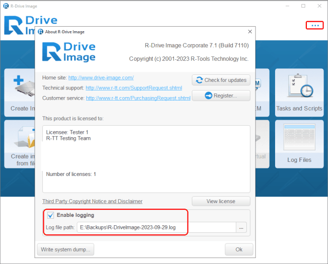 R-Drive Image: Logging